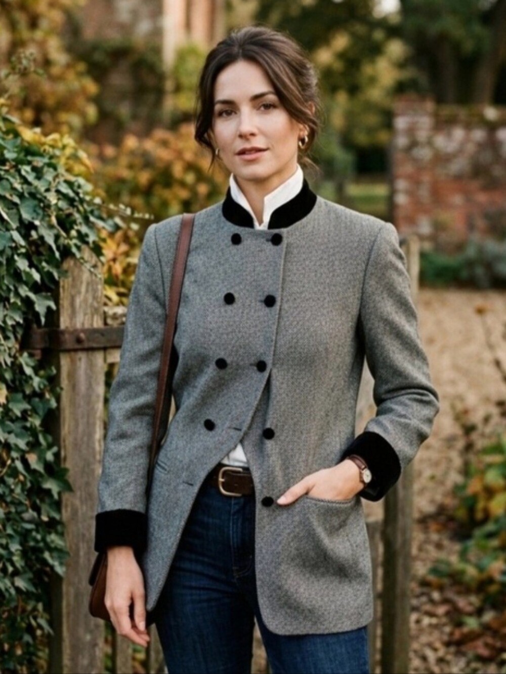 Liz Claiborne Classic Grey Sz 12 Wool-Blend Double-Breasted Jacket